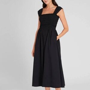 Club Monaco Cotton Smocked Bodice Maxi Dress Navy Size M